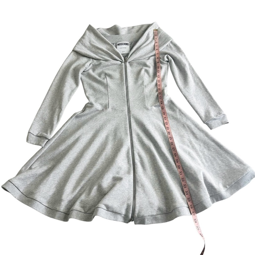 MOSCHINO COUTURE gray zip up flare mini sweatshirt dress US10/FR40 - Picture 13 of 14